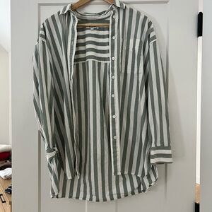 Striped sage green and white Shirt